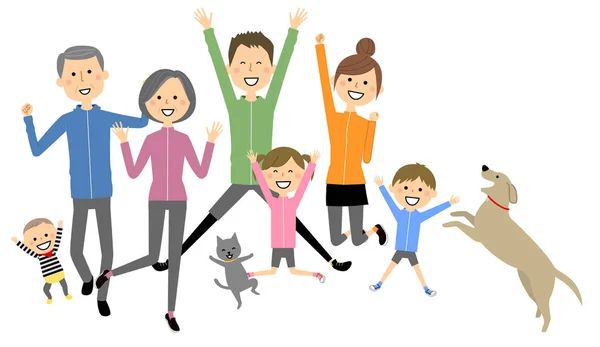 Family Jump Ist Eine Illustration Einer Familie Springen — Stockvektor