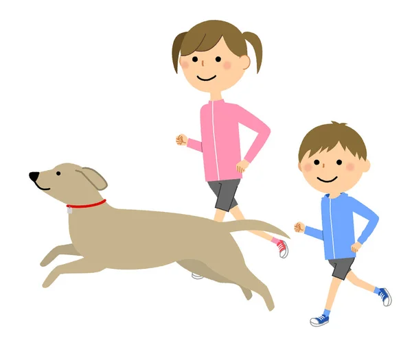 Niños Niñas Correr Una Ilustración Que Los Niños Están Corriendo — Vector de stock