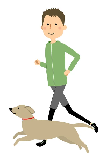 Ung Man Jogging Det Illustration Rinnande Ung Man — Stock vektor