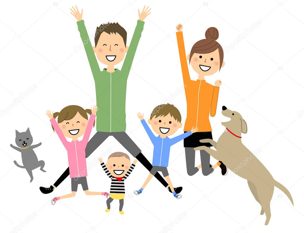 Family to jump/It is an illustration of a family to jump.