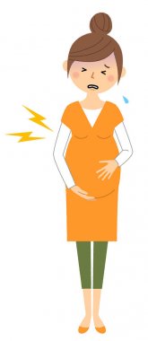 Pregnant woman, Labor pain/Illustration of a pregnant woman whose labor has started. clipart