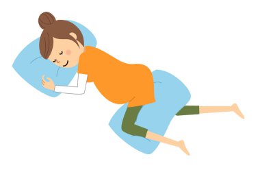Pregnant woman, Sims'position/It is an illustration of a pregnant woman who sleeps in the sims' position. clipart
