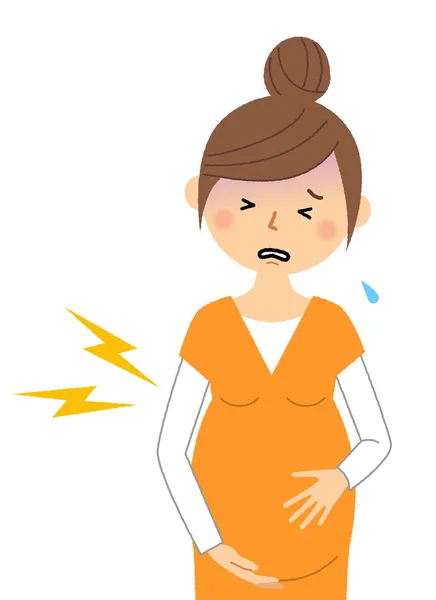 Zwangere Vrouw Arbeid Pijn Illustratie Van Een Zwangere Vrouw Wiens — Stockvector