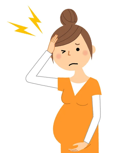 Pregnant Woman Headache Illustration Pregnant Woman Who Has Headache — Stock Vector