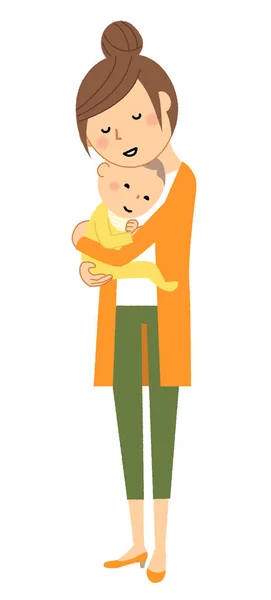 Mother Baby Illustration Young Woman Holding Baby — стоковый вектор