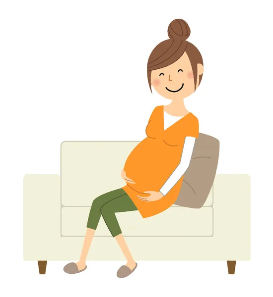 Femme Enceinte Relax Illustration Une Femme Enceinte Relaxant Sur Canapé — Image vectorielle