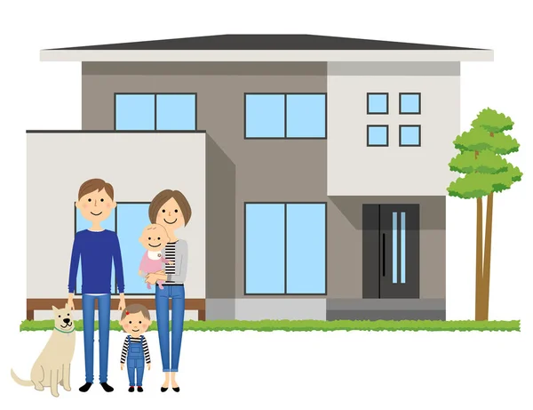 Gelukkige Familie Home Illustratie Van Thuis Een Gelukkig Gezin — Stockvector