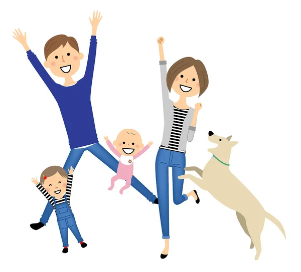 Familie Sprong Illustratie Van Een Familie Springen — Stockvector