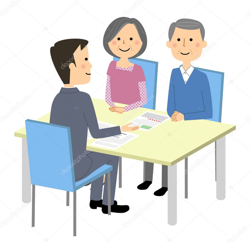 Contract, Description/It is an illustration that an elderly couple has contracted.