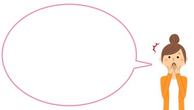 Genç kadın ile boş metin balon, balon / balon ilişkindir genç bir kadın.