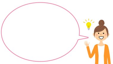 Genç kadın ile boş metin balon, balon / balon ilişkindir genç bir kadın.