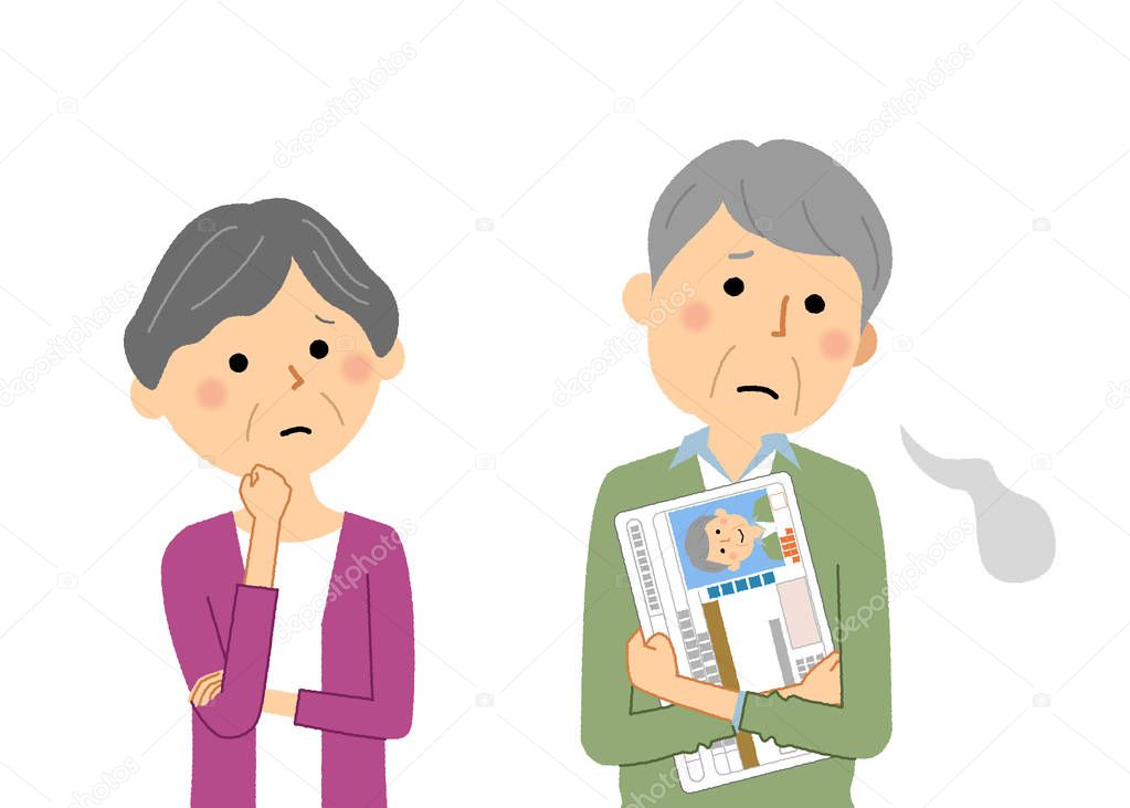 Family blocking the driving of the elderly/It is an illustration of a family that stops the elderly driver's driving.