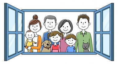 Pencereden dışarı bakmak için aile/Bu pencereden dışarı bakmak için ailenin bir örnektir.