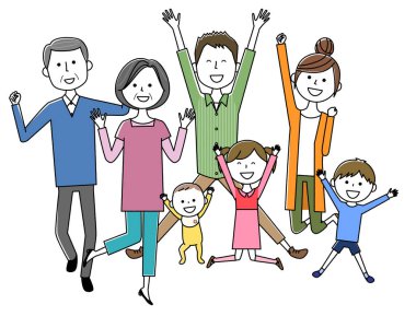 Ailesinin atlamak için bir atlama/illüstrasyon için aile.
