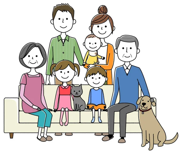 Familia Para Relajarse Sofá Una Ilustración Familiar Para Relajarse Sofá — Vector de stock