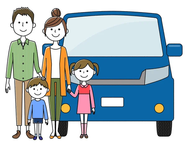 Family Out Car Illustration Family Going Out Car — Stock Vector