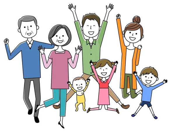 家庭跳 一个家庭跳的插图 — 图库矢量图片