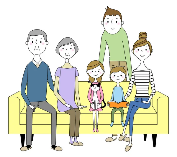 Famille Pour Détendre Sur Canapé Est Une Illustration Famille Pour — Image vectorielle