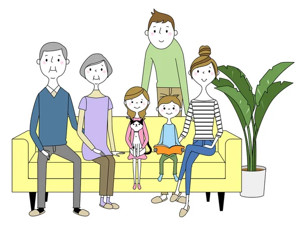 Familie Ontspannen Bank Het Een Familie Illustratie Ontspannen Bank — Stockvector