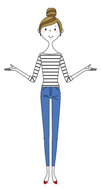 Genç kadın, anne, iki kolunuzu da açın / İki kolunuzu da açan genç bir kadının resmi..