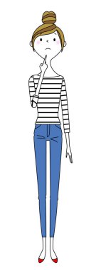 Genç bir kadın, anne, bunu düşünen genç bir kadının canlandırması..