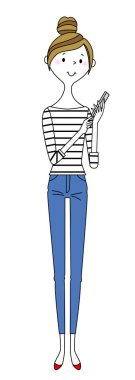 Genç kadın, anne, akıllı telefon / Akıllı telefonlu genç bir kadının görüntüsü.