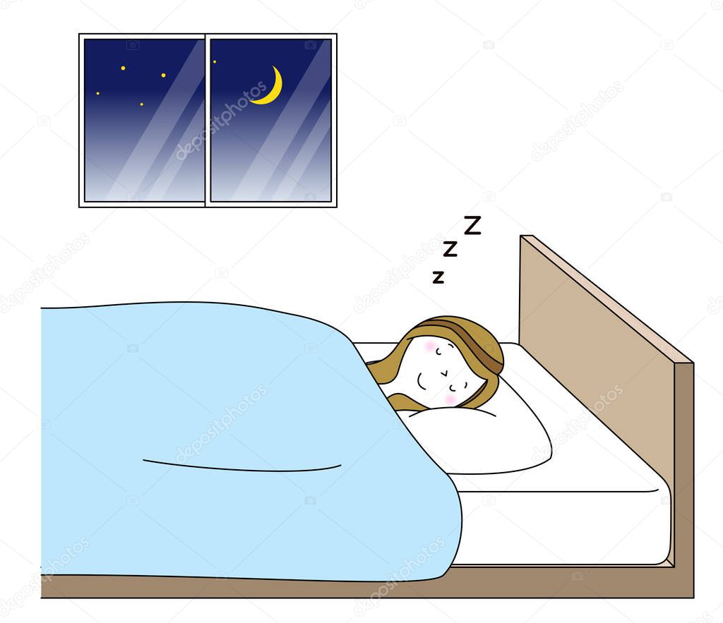 Young woman,mama,Deep sleep/Illustration of a young woman getting a deep sleep.