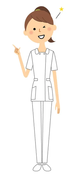 Enfermeira Dedo Apontando Uma Ilustração Uma Enfermeira Apontando Dedo — Vetor de Stock