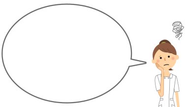 Hemşire, boş metin balonu, Balon / Bu sorunlu hemşire bir balon illüstrasyon.