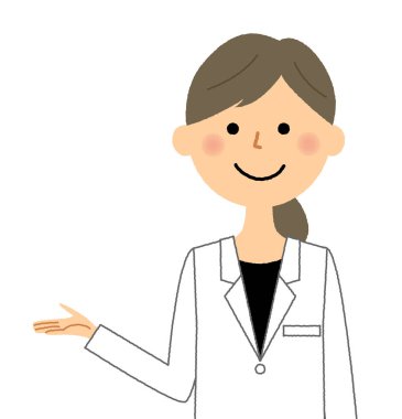 Beyaz ceket kadın, Açıklama / Beyaz ceketli bir kadının İllüstrasyon açıklamak için.