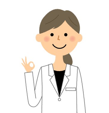 Beyaz önlük kadın, Ok / Bu imzalamak için beyaz bir ceket giyen bir kadının bir örnektir.