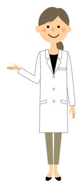 Beyaz ceket kadın, Açıklama / Beyaz ceketli bir kadının İllüstrasyon açıklamak için.