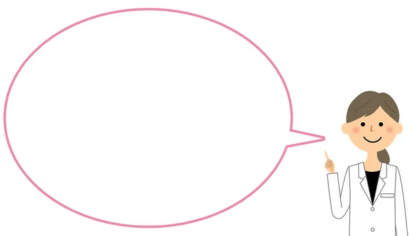 Fefemale White Coat Blank Text Bubble Balloon Speech Bubble Illustration — Stock Vector