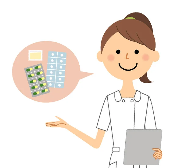 Enfermera Prescripción Ilustración Una Enfermera Que Explica Prescripción — Vector de stock