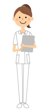 Hemşire, Tıbbi grafik / Tıbbi bir kayıt ile bir hemşirenin İllüstrasyon.