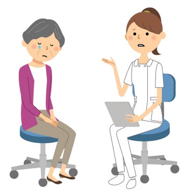 Hemşireler, Bir hemşirenin Konsültasyon/İllüstrasyon'u bir hastaya açıklarken.