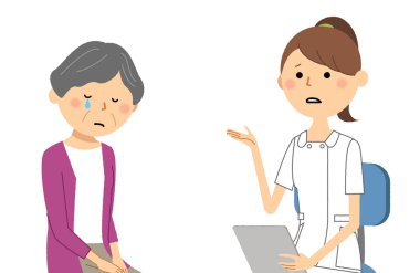 Hemşireler, Bir hemşirenin Konsültasyon/İllüstrasyon'u bir hastaya açıklarken.