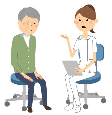 Hemşireler, Bir hemşirenin Konsültasyon/İllüstrasyon'u bir hastaya açıklarken.