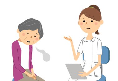 Hemşireler, Bir hemşirenin Konsültasyon/İllüstrasyon'u bir hastaya açıklarken.