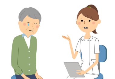 Hemşireler, Bir hemşirenin Konsültasyon/İllüstrasyon'u bir hastaya açıklarken.