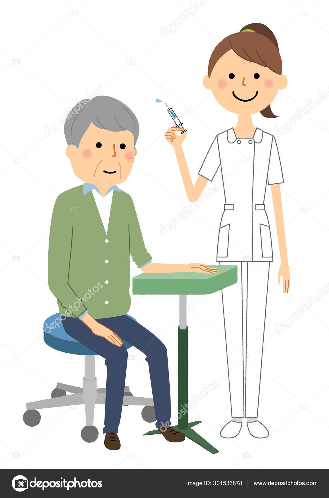 Nurses Elderly Injection Illustration Nurse Senior Citizen Who Injection  Stock Vector Image by ©studiolaut #301536878