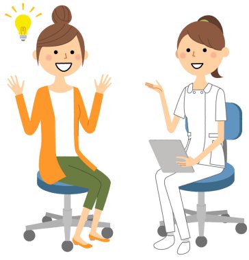 Hemşireler, Bir hemşirenin Konsültasyon/İllüstrasyon'u bir hastaya açıklarken.