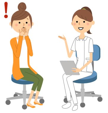 Hemşireler, Bir hemşirenin Konsültasyon/İllüstrasyon'u bir hastaya açıklarken.