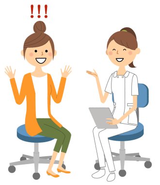 Hemşireler, Bir hemşirenin Konsültasyon/İllüstrasyon'u bir hastaya açıklarken.