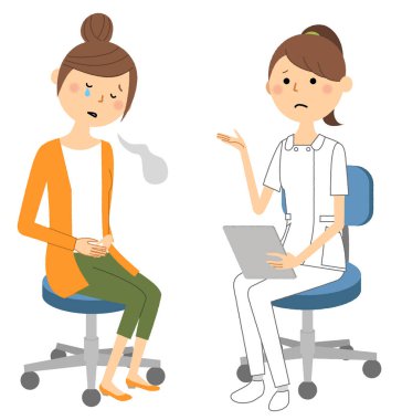 Hemşireler, Bir hemşirenin Konsültasyon/İllüstrasyon'u bir hastaya açıklarken.