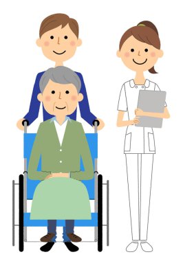 Hemşireler ve tekerlekli sandalye hastaları/Hemşire ve tekerlekli sandalye hastalarının çizimleri.