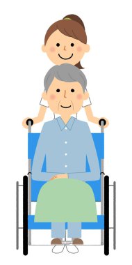 Hemşireler ve tekerlekli sandalye hastaları/Hemşire ve tekerlekli sandalye hastalarının çizimleri.