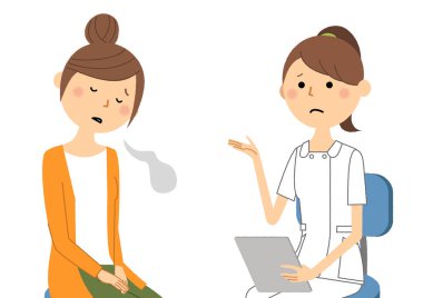 Hemşireler, Bir hemşirenin Konsültasyon/İllüstrasyon'u bir hastaya açıklarken.