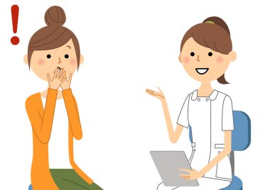 Hemşireler, Bir hemşirenin Konsültasyon/İllüstrasyon'u bir hastaya açıklarken.