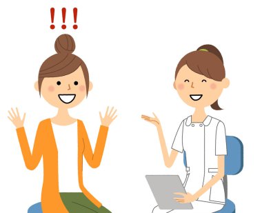 Hemşireler, Bir hemşirenin Konsültasyon/İllüstrasyon'u bir hastaya açıklarken.